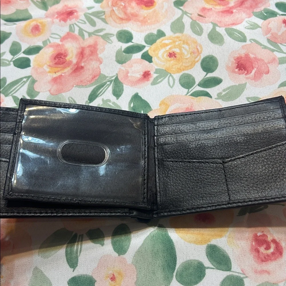 Mens RFID Black Leather Card Holder Bifold Wallet